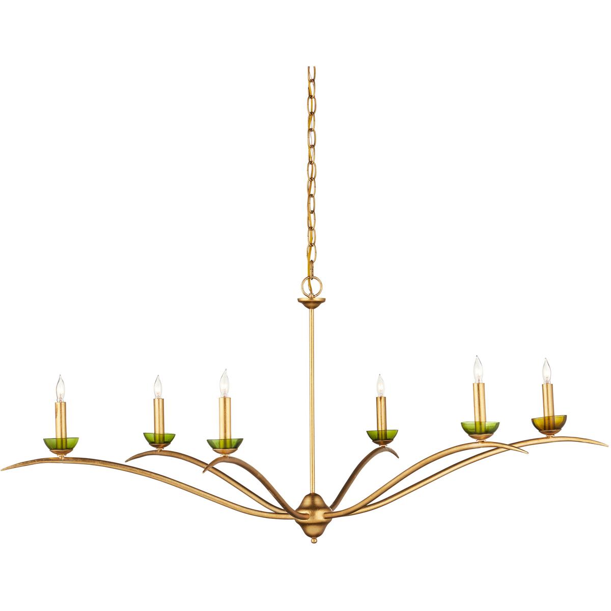 Currey & Company 9000-1338 Flannery 6 Light 48.5 inch Contemporary Gold Leaf and Contemporary Gol Chandelier Ceiling Light