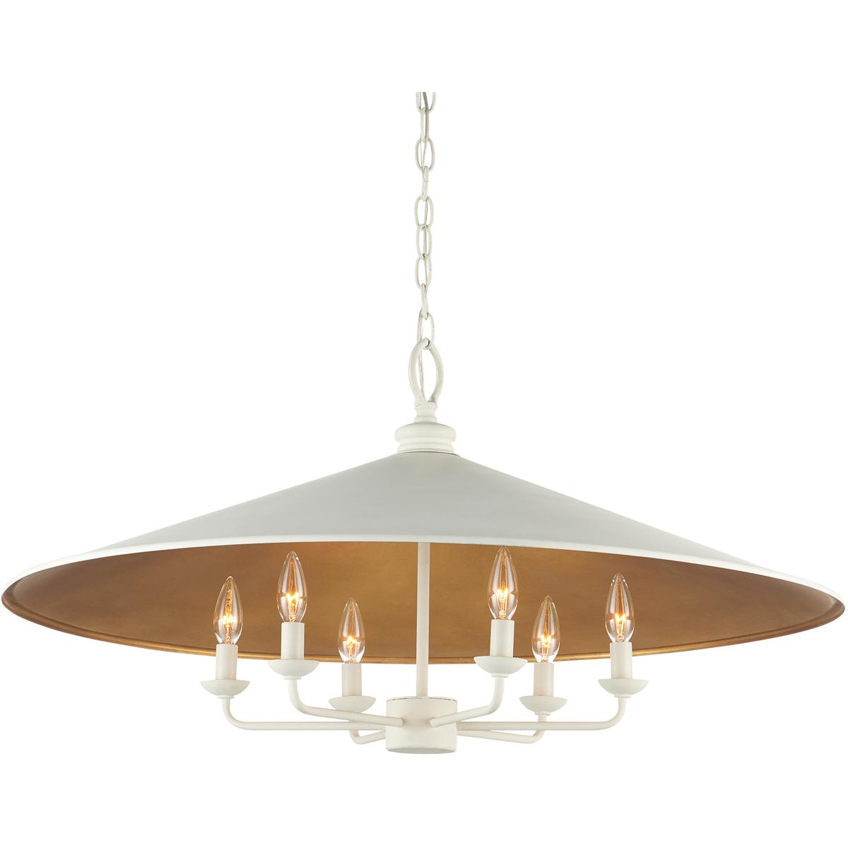 Currey & Company 9000-1343 Brussels 6 Light 36 inch Snow White and Contemporary Gold Leaf Chandelier Ceiling Light