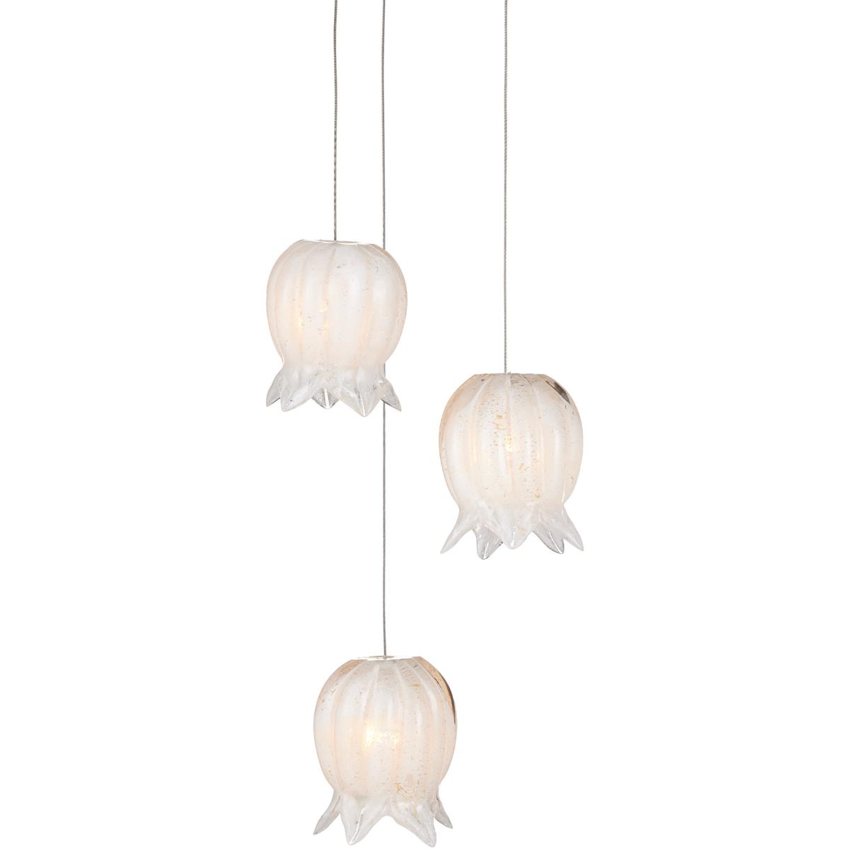 Currey & Company 9000-1404 Polpo 3 Light 7.5 inch Silver Multi-Drop Pendant Ceiling Light