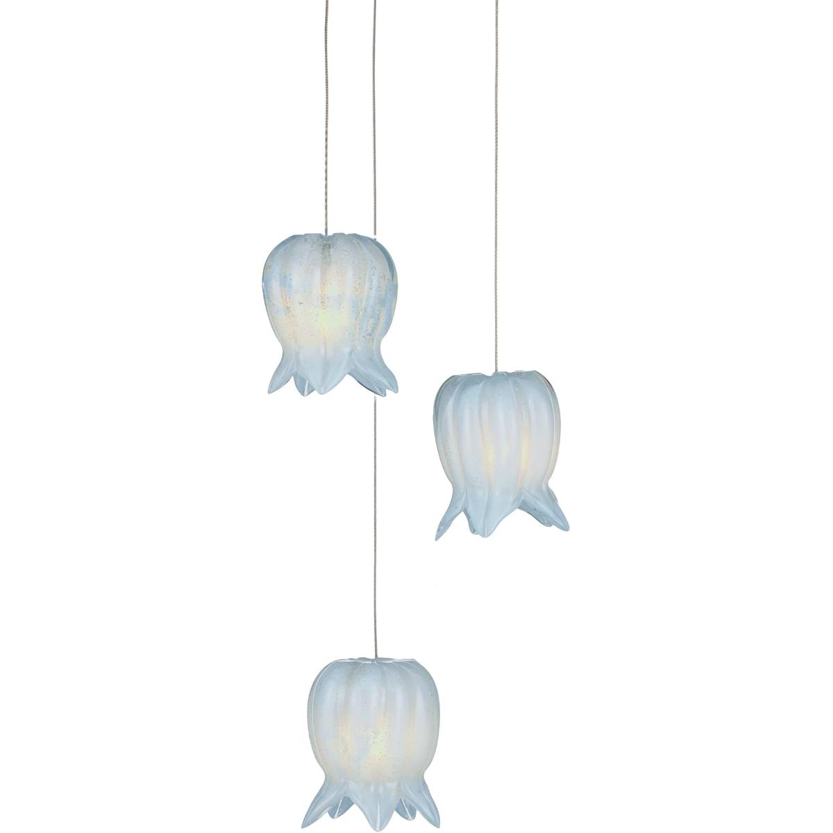 Currey & Company 9000-1412 Polpo 3 Light 7.5 inch Silver Multi-Drop Pendant Ceiling Light