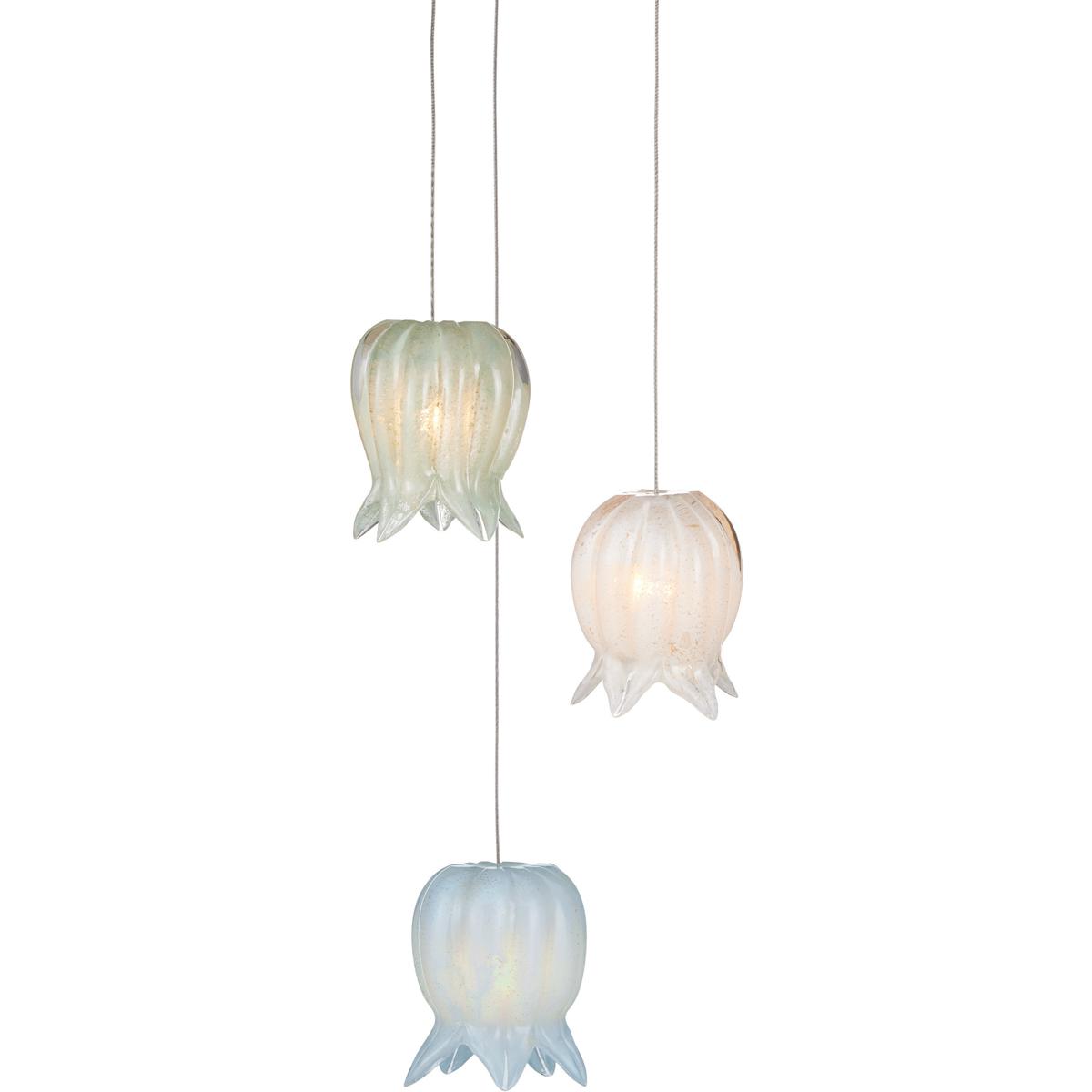 Currey & Company 9000-1419 Polpo 3 Light 7.5 inch Silver Multi-Drop Pendant Ceiling Light