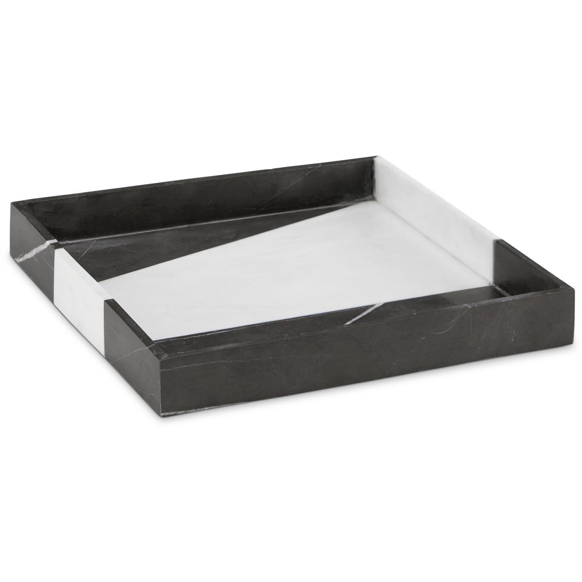 Currey & Company 1200-0653 Sena Black and White Marble Tray