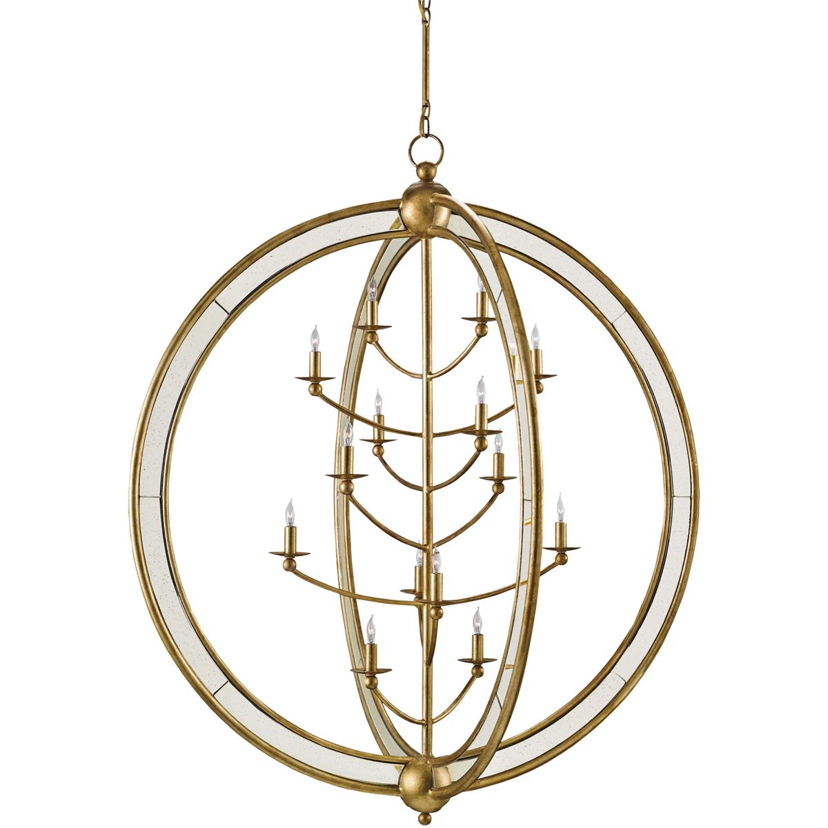 Currey & Company 9236 Aphrodite 14 Light 43 inch Gold Granello/Antique Mirror Chandelier Ceiling Light