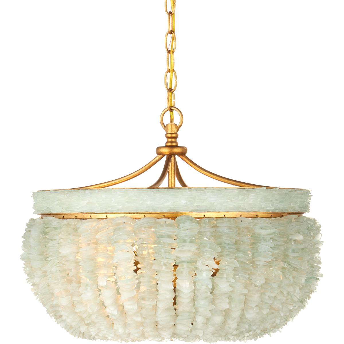 Currey & Company 9251 Bayou 3 Light 19 inch Contemporary Gold Leaf Chandelier Ceiling Light