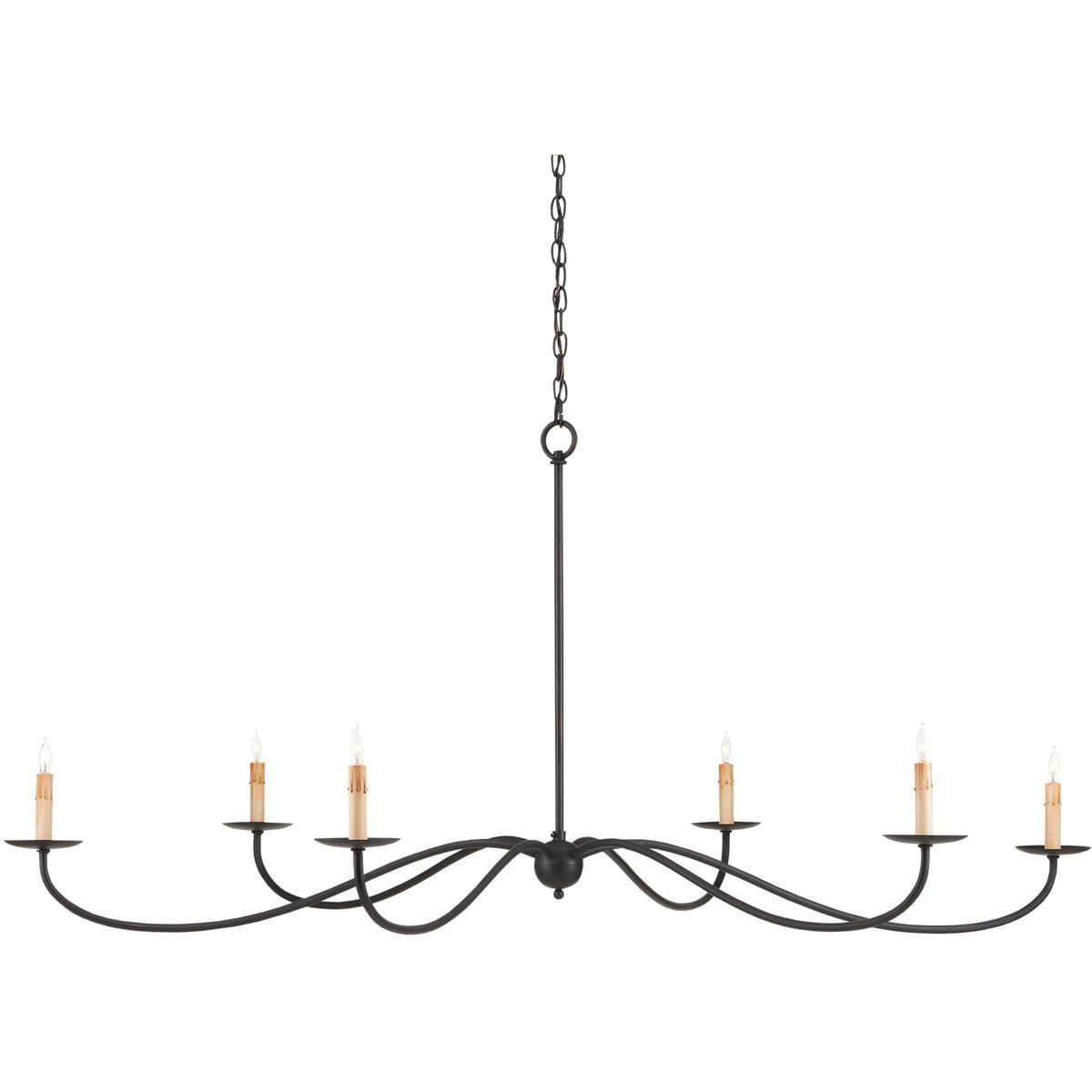 Currey & Company 9267 Saxon 6 Light 63 inch Zanzibar Black Chandelier Ceiling Light, Large