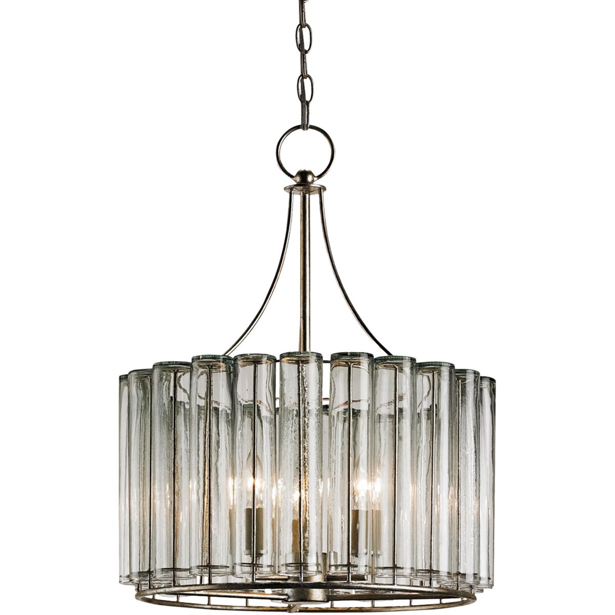 Currey & Company 9293 Bevilacqua 3 Light 18 inch Silver Leaf Chandelier Ceiling Light, Small