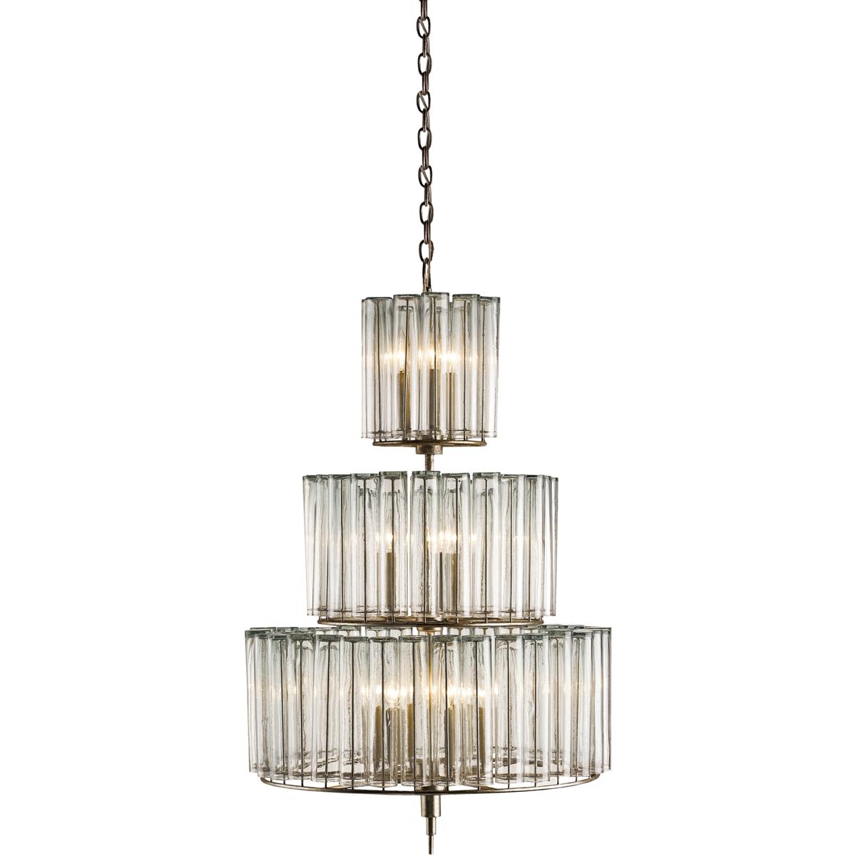 Currey & Company 9309 Bevilacqua 12 Light 27 inch Silver Leaf Chandelier Ceiling Light, Medium
