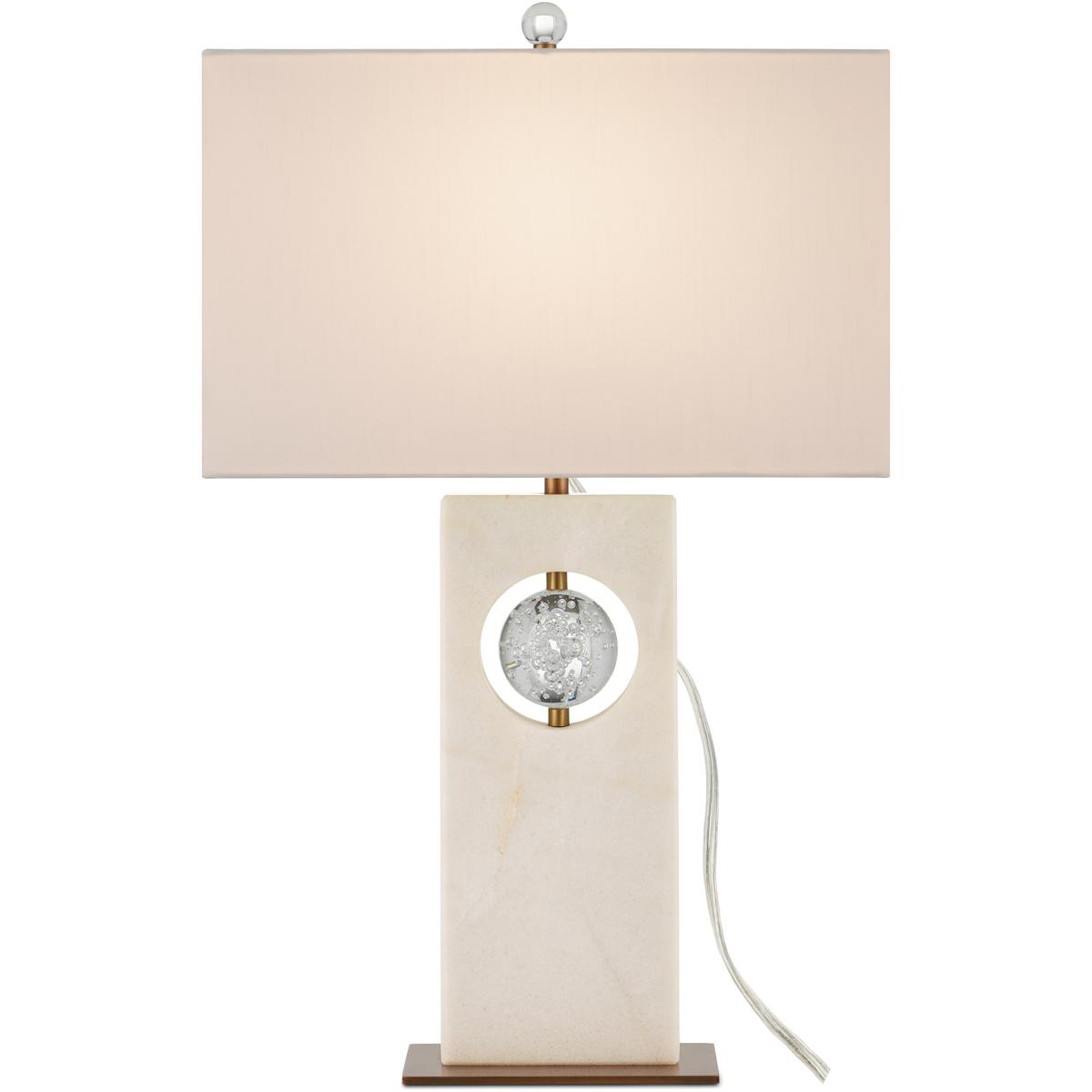 Currey & Company 6000-0949 Radiant 27 inch 150 watt White/Clear/Antique Brass Table Lamp Portable Light