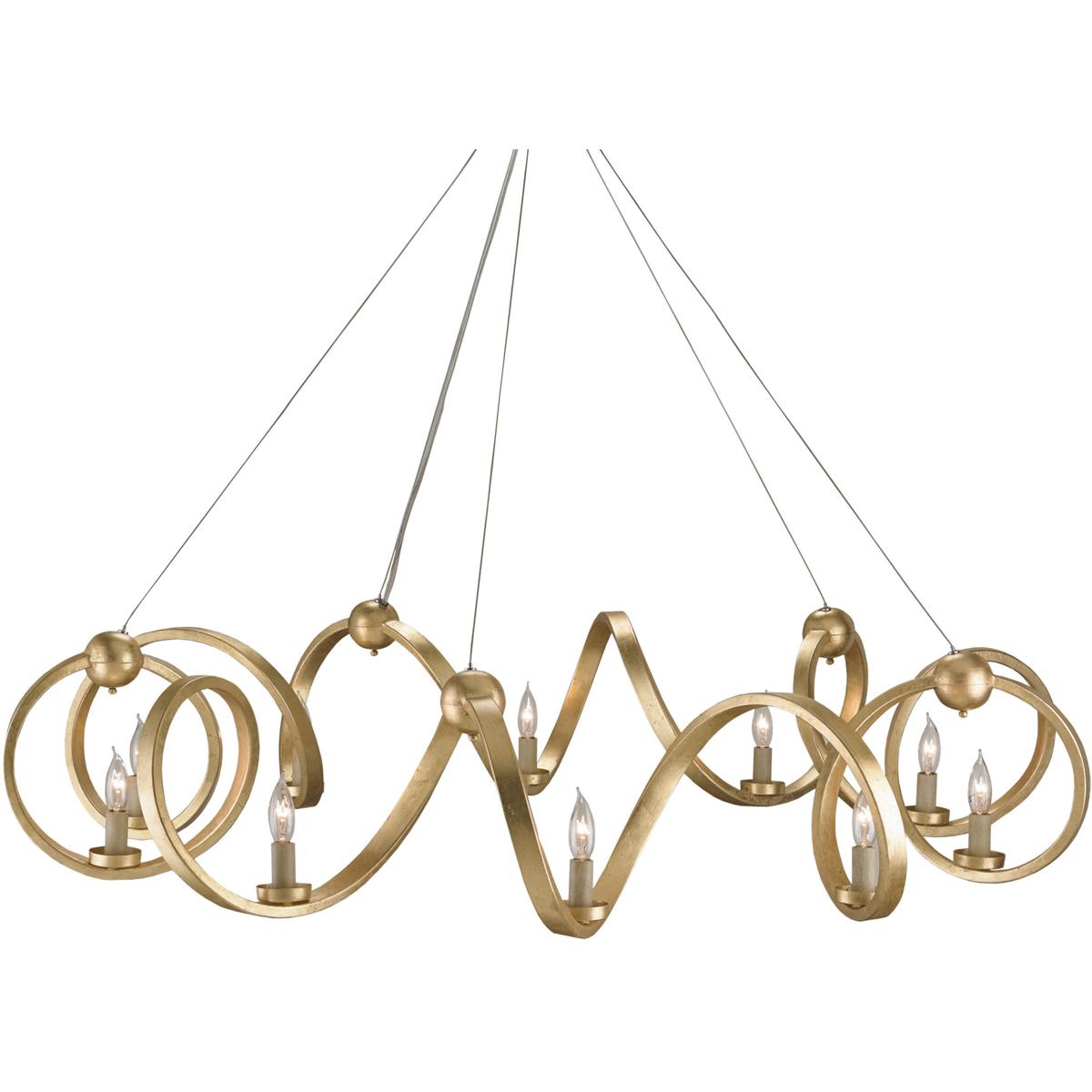 Currey & Company 9490 Ringmaster 10 Light 46 inch Dutch Gold Leaf Chandelier Ceiling Light