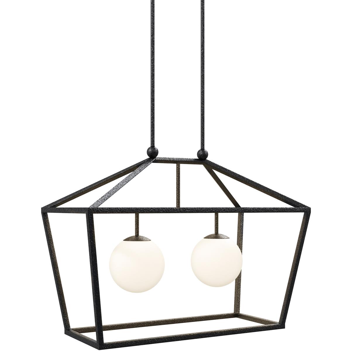 Currey & Company 9500-0023 Denison 2 Light 36 inch Black Outdoor Linear Lantern Pendant
