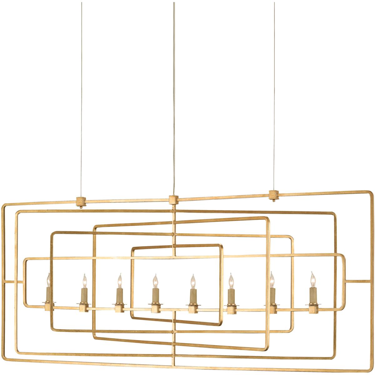 Currey & Company 9542 Metro 8 Light 54 inch Contemporary Gold Leaf Chandelier Ceiling Light