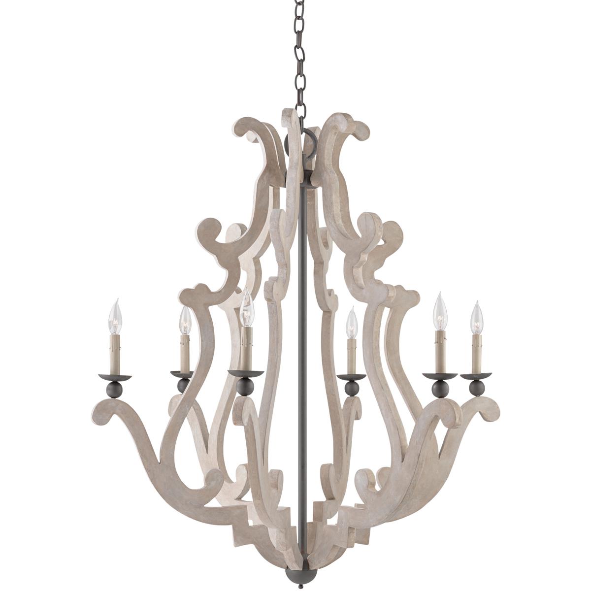 Currey & Company 9636 Durand 6 Light 38 inch Old Iron Chandelier Ceiling Light