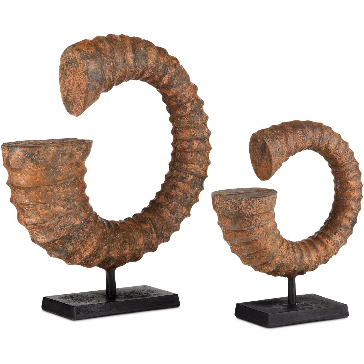 Currey & Company 1200-0769 Faux Horn 19.5 X 17.25 inch Sculptures, Set of 2