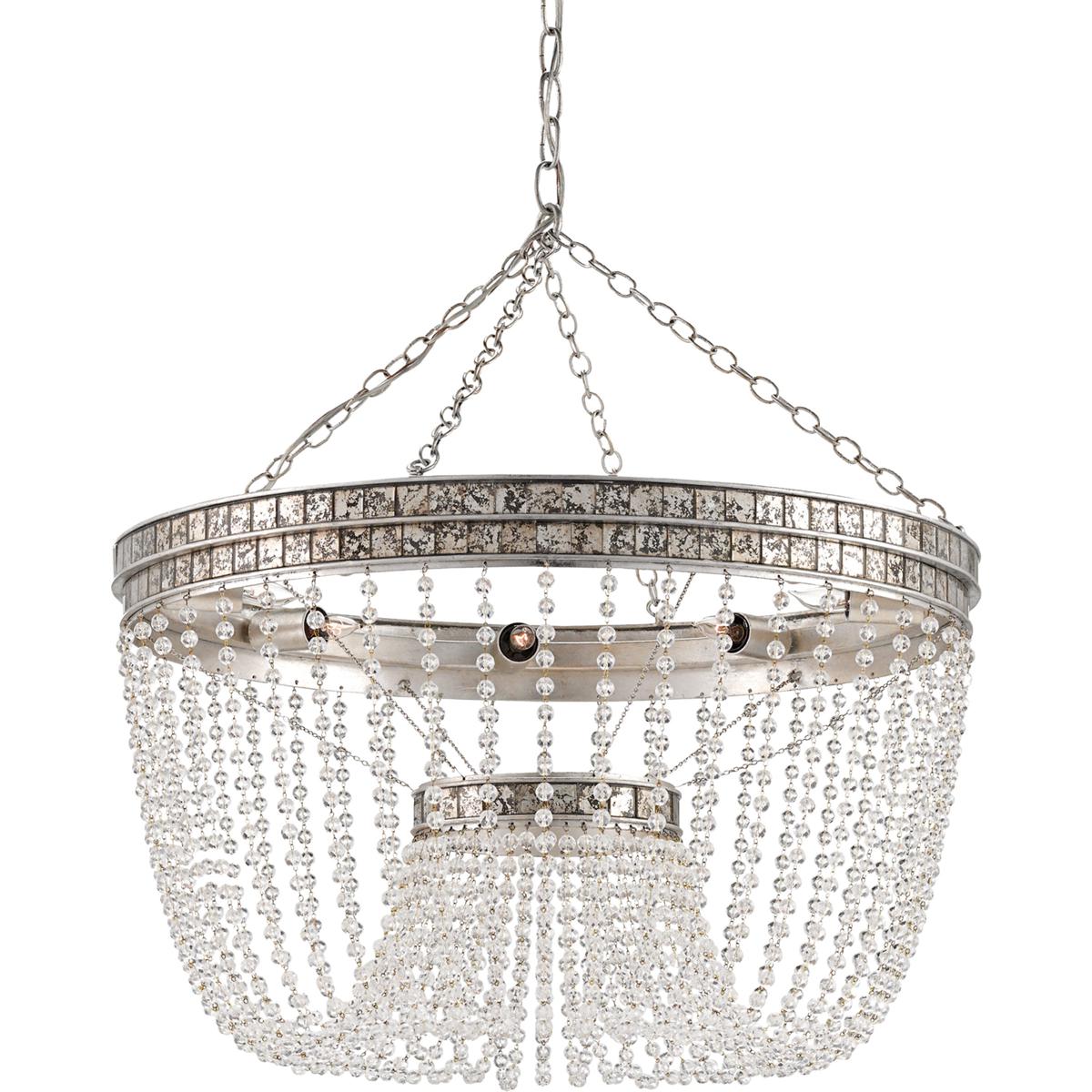 Currey & Company 9685 Highbrow 8 Light 24 inch Contemporary Silver Leaf and Distressed Silver Leaf Chandelier Ceiling Light