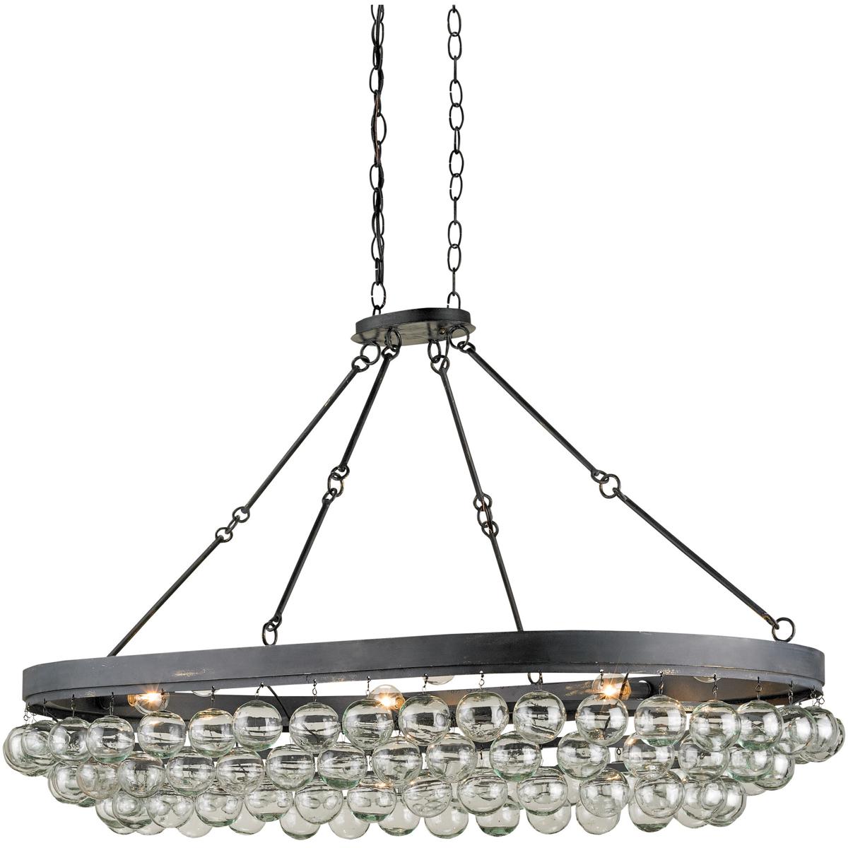 Currey & Company 9888 Balthazar 6 Light 46 inch French Black Pendant Ceiling Light