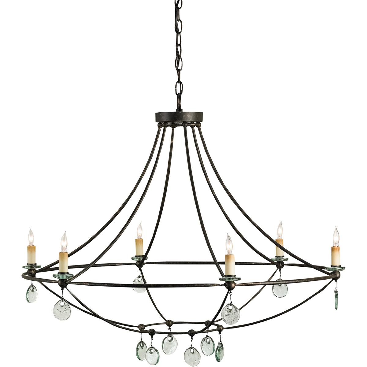 Currey & Company 9921 Novella 6 Light 35 inch Mayfair Chandelier Ceiling Light, Large