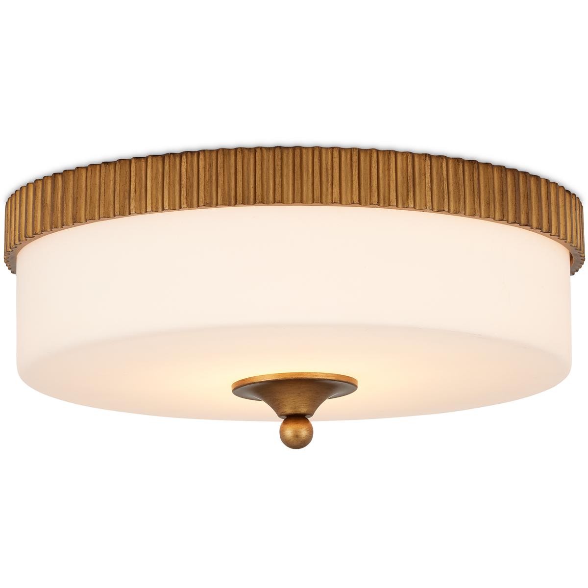 Currey & Company 9999-0074 Bryce 1 Light 16.25 inch Gold/White Flush Mount Ceiling Light, Barry Goralnick Collection