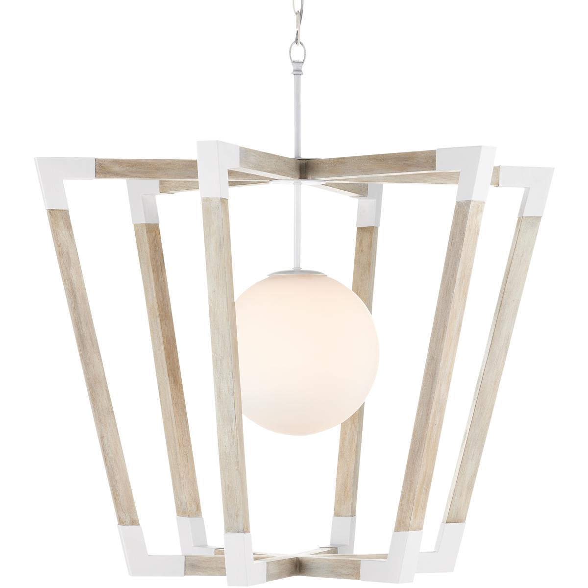 Currey & Company 9000-0957 Bastian 1 Light 37 inch Sugar White/Sandstone Globe Pendant Ceiling Light