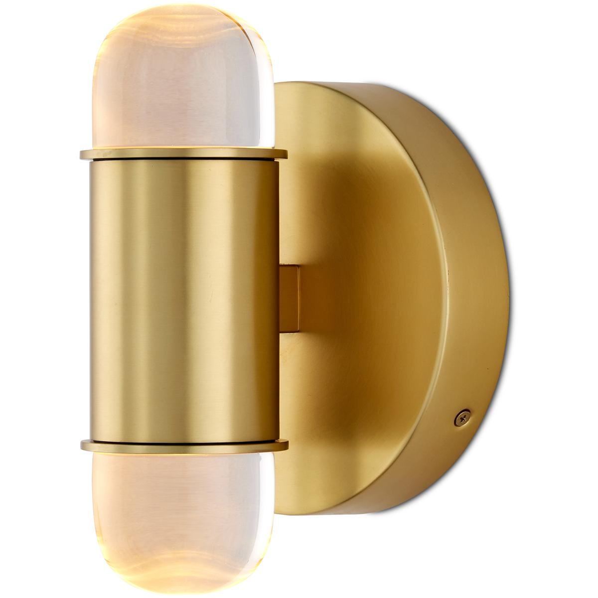 Currey & Company 5000-0242 Capsule 2 Light 7.5 inch Brushed Brass/Clear Wall Sconce Wall Light