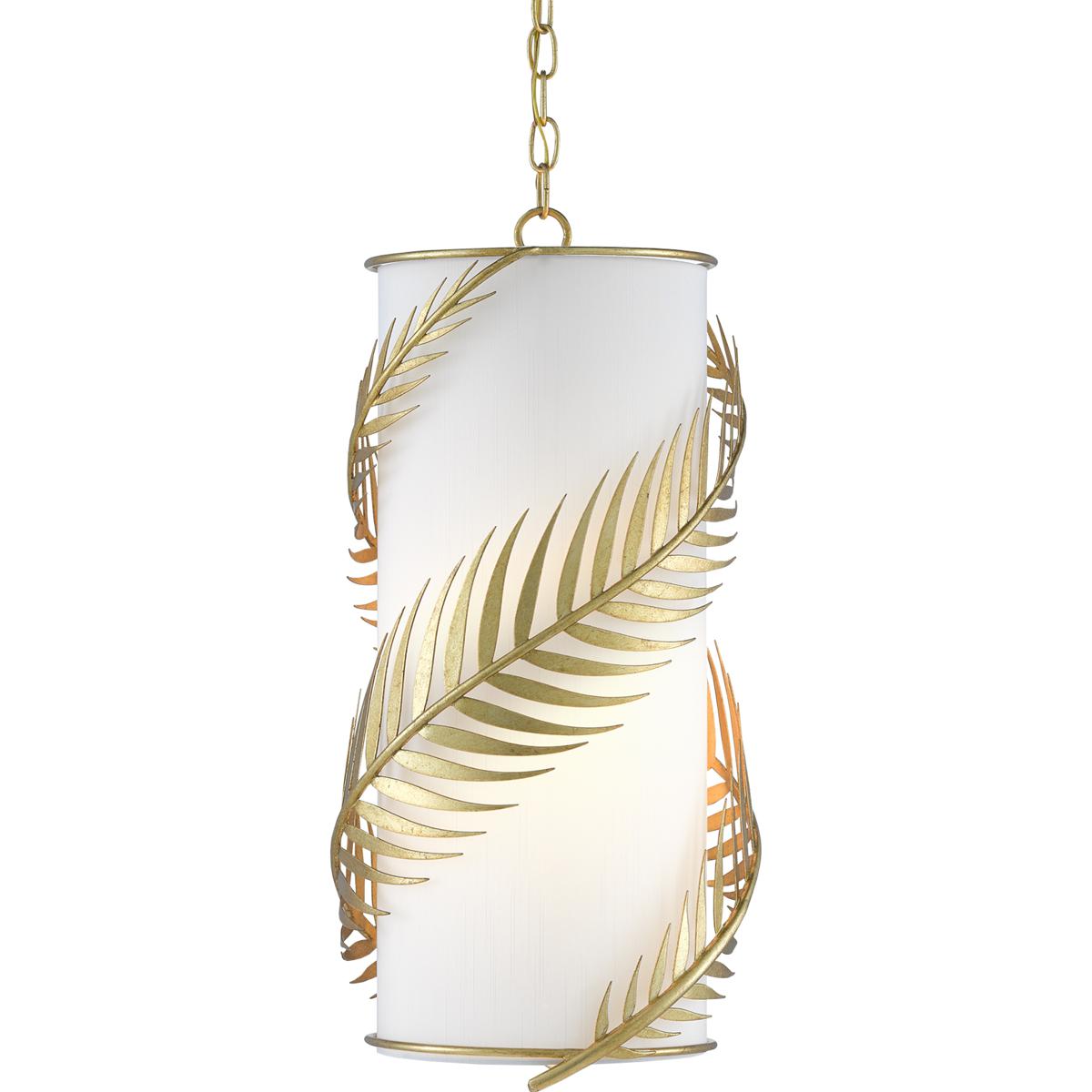 Lighting New York 9000-0782 Currey & Company Queenbee Palm 1 Light 10 inch Contemporary Gold Leaf/White Pendant Ceiling Light 9000-0782 - Open Box