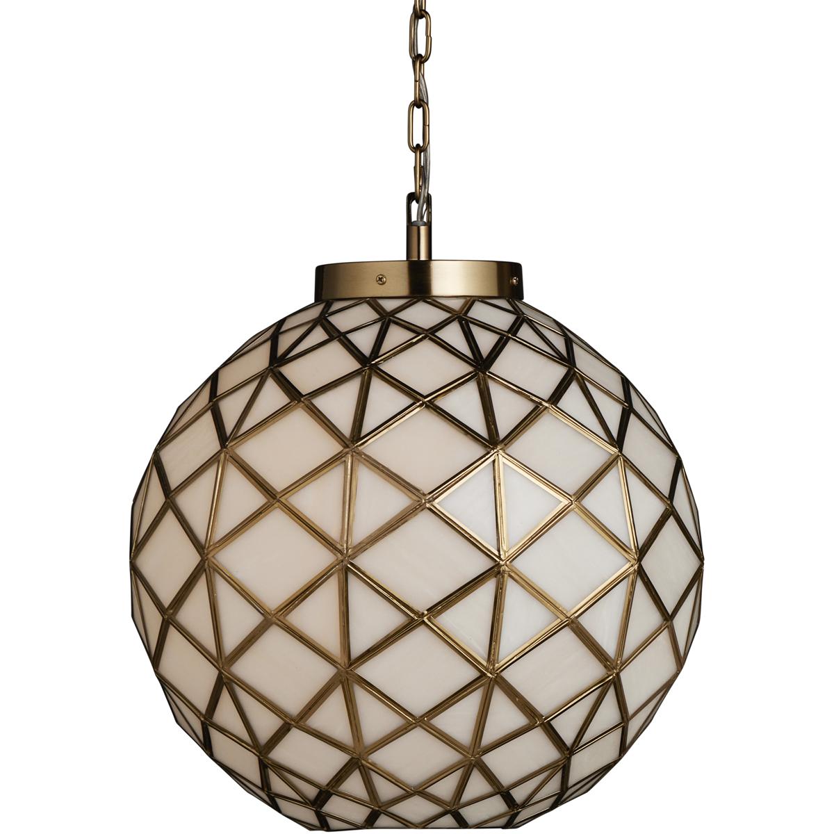 Currey & Company 9000-1233 Polyhedron 1 Light 16 inch White/Antique Brass Pendant Ceiling Light