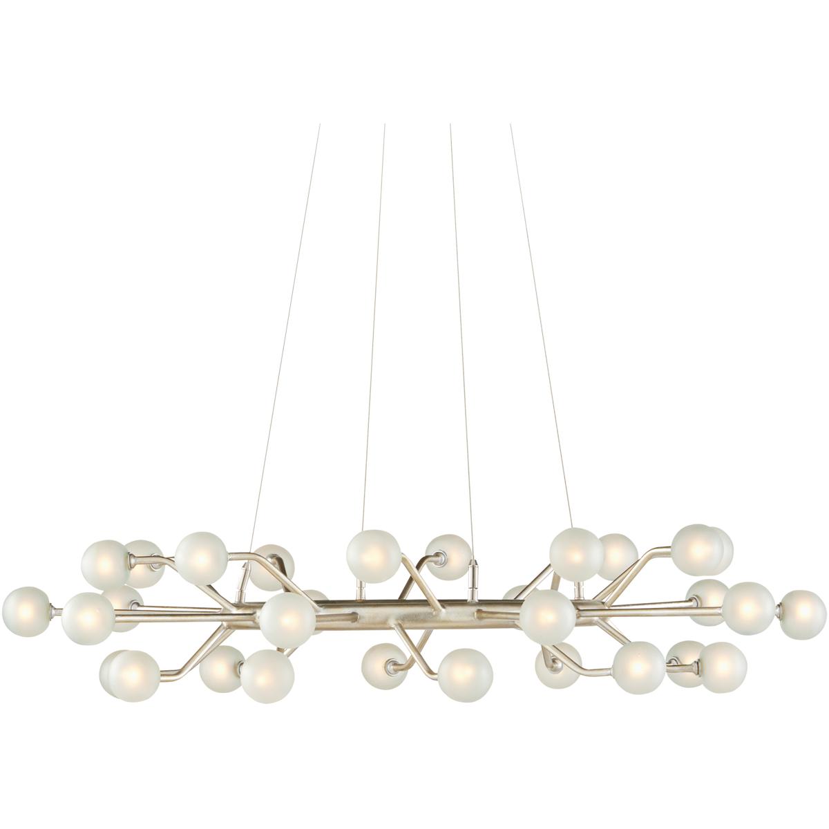 Currey & Company 9000-0996 Chaldea 30 Light 39.5 inch Contemporary Silver Leaf and Frosted Chandelier Ceiling Light