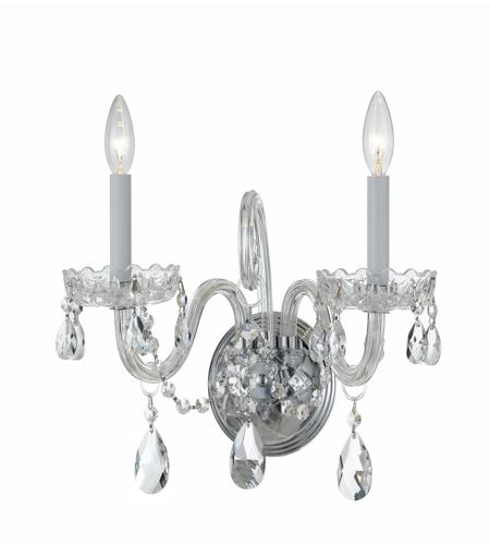 Traditional Crystal 2 Light Wall Sconces in Polished Chrome 1032 CH CL MWP