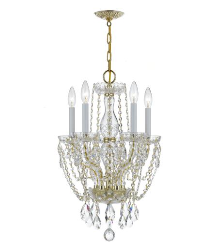 Traditional Crystal 5 Light Mini Chandeliers in Polished Brass 1129 PB CL MWP