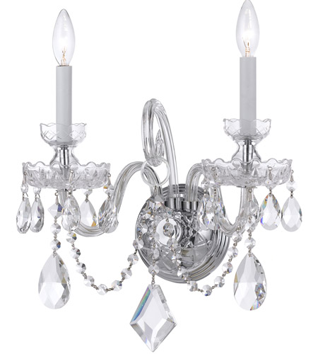 Traditional Crystal 2 Light Wall Sconces in Polished Chrome 1142 CH CL SAQ