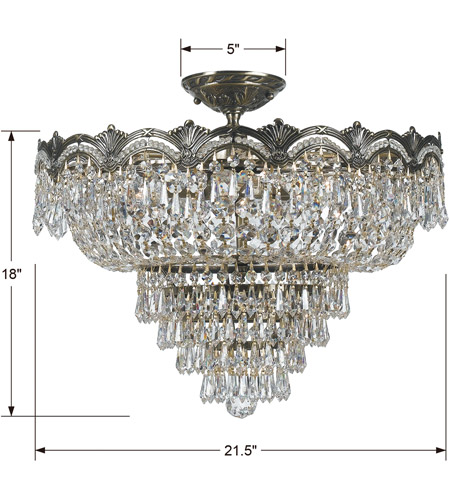 Crystorama 1485-HB-CL-MWP Majestic 5 Light 22 inch Historic Brass Semi Flush Ceiling Light in Clear Hand Cut 1485-HB-CL-MWP_1_.jpg