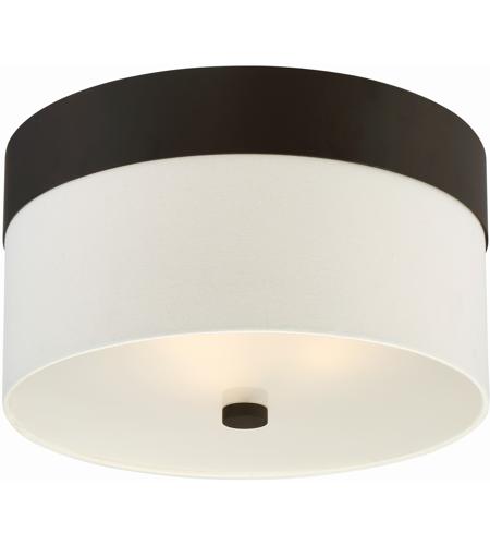 Grayson 3 Light 16 Inch Dark Bronze Flush Mount Ceiling Light In Dark Bronze Db Cream Linen