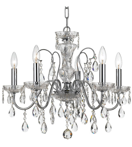 Crystorama 3025-CH-CL-MWP Butler 5 Light 23 inch Polished Chrome Chandelier Ceiling Light in Chrome (CH), Clear Hand Cut