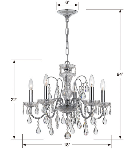 Crystorama 3025-CH-CL-MWP Butler 5 Light 23 inch Polished Chrome Chandelier Ceiling Light in Chrome (CH), Clear Hand Cut 3025-CH-CL-MWP_4_.jpg
