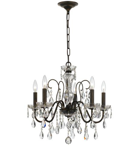 Crystorama 3025-EB-CL-MWP Butler 5 Light 23 inch English Bronze Chandelier Ceiling Light in English Bronze (EB), Clear Hand Cut photo