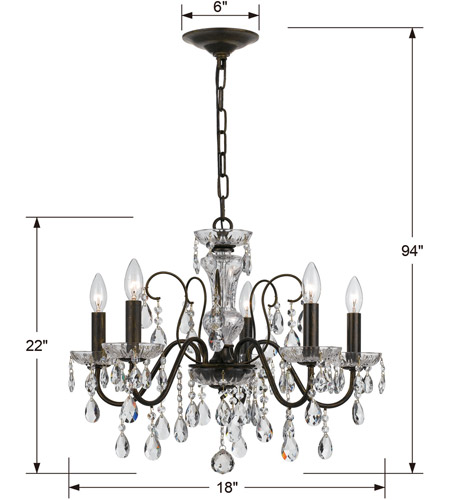 Crystorama 3025-EB-CL-MWP Butler 5 Light 23 inch English Bronze Chandelier Ceiling Light in English Bronze (EB), Clear Hand Cut 3025-EB-CL-MWP_4_.jpg