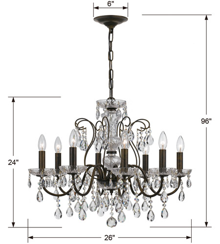Crystorama 3028-EB-CL-MWP Butler 8 Light 26 inch English Bronze Chandelier Ceiling Light in English Bronze (EB), Clear Hand Cut 3028-EB-CL-MWP_4_.jpg