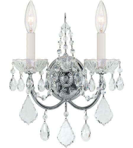 Crystorama 3222-CH-CL-MWP Imperial 2 Light 12 inch Polished Chrome Wall Sconce Wall Light in Clear Hand Cut