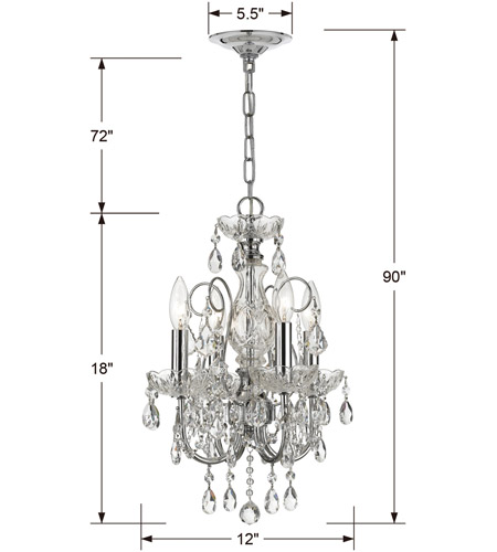 Crystorama 3224-CH-CL-I Imperial 4 Light 12 inch Polished Chrome Mini Chandelier Ceiling Light in Clear Italian 3224-CH-CL-I_1_.jpg