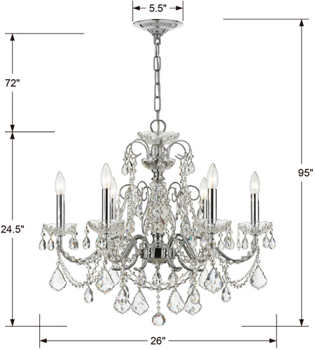 Crystorama 3226-CH-CL-MWP Imperial 6 Light 26 inch Polished Chrome Chandelier Ceiling Light in Clear Hand Cut 3226-CH-CL-MWP_1_.jpg