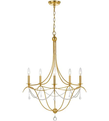 Crystorama 425-GA Metro 5 Light 28 inch Antique Gold Chandelier Ceiling Light in Aged Brass (AG) photo