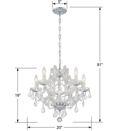 Crystorama 4405-CH-CL-I Maria Theresa 6 Light 20 inch Polished Chrome Mini Chandelier Ceiling Light in Polished Chrome (CH), Clear Italian 4405-CH-CL-I_4_.jpg