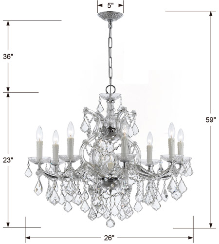 Crystorama 4408-CH-CL-S Maria Theresa 9 Light 26 inch Polished Chrome Chandelier Ceiling Light in Polished Chrome (CH), Clear Swarovski Strass 4408-CH-CL-S_1_.jpg