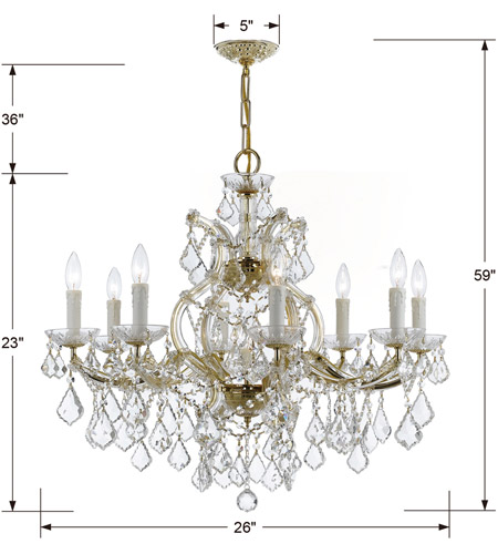 Crystorama 4408-GD-CL-MWP Maria Theresa 9 Light 26 inch Gold Chandelier Ceiling Light in Gold (GD), Clear Hand Cut 4408-GD-CL-MWP_1_.jpg