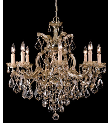Crystorama Maria Theresa 9 Light Chandelier in Antique Brass, Golden Teak, Swarovski Elements 4409-AB-GTS