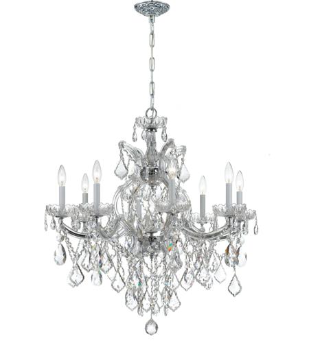 Crystorama 4409-CH-CL-MWP Maria Theresa 9 Light 28 inch Polished Chrome Chandelier Ceiling Light in Polished Chrome (CH), Clear Hand Cut