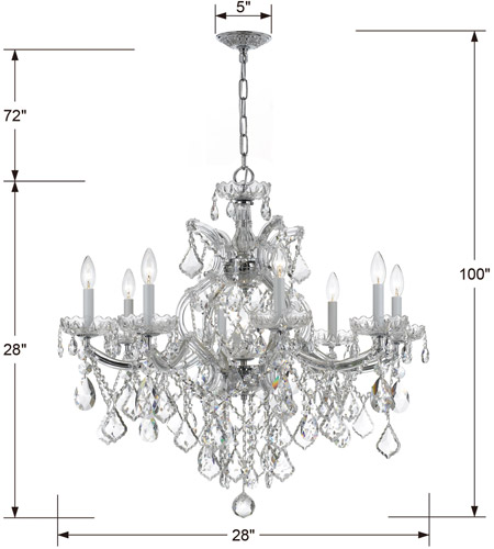 Crystorama 4409-CH-CL-MWP Maria Theresa 9 Light 28 inch Polished Chrome Chandelier Ceiling Light in Polished Chrome (CH), Clear Hand Cut 4409-CH-CL-MWP_1_.jpg