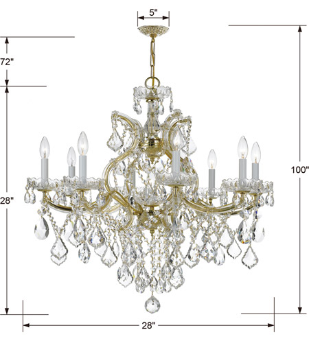 Crystorama 4409-GD-CL-MWP Maria Theresa 9 Light 28 inch Gold Chandelier Ceiling Light in Gold (GD), Clear Hand Cut 4409-GD-CL-MWP_1_.jpg