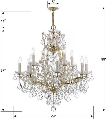Crystorama 4412-GD-CL-MWP Maria Theresa 13 Light 29 inch Gold Chandelier Ceiling Light in Gold (GD), Clear Hand Cut 4412-GD-CL-MWP_1_.jpg