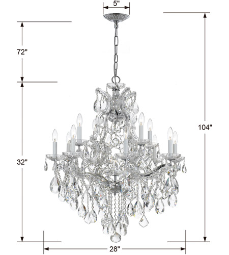 Crystorama 4413-CH-CL-SAQ Maria Theresa 13 Light 28 inch Polished Chrome Chandelier Ceiling Light in Swarovski Spectra (SAQ), Polished Chrome (CH) 4413-CH-CL-SAQ_1_.jpg