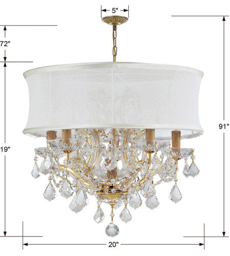 Crystorama 4415-GD-SMW-CLM Brentwood 6 Light 20 inch Gold Chandelier Ceiling Light in Gold (GD), Smooth White (SMW), Clear Hand Cut 4415-GD-SMW-CLM_5_.jpg